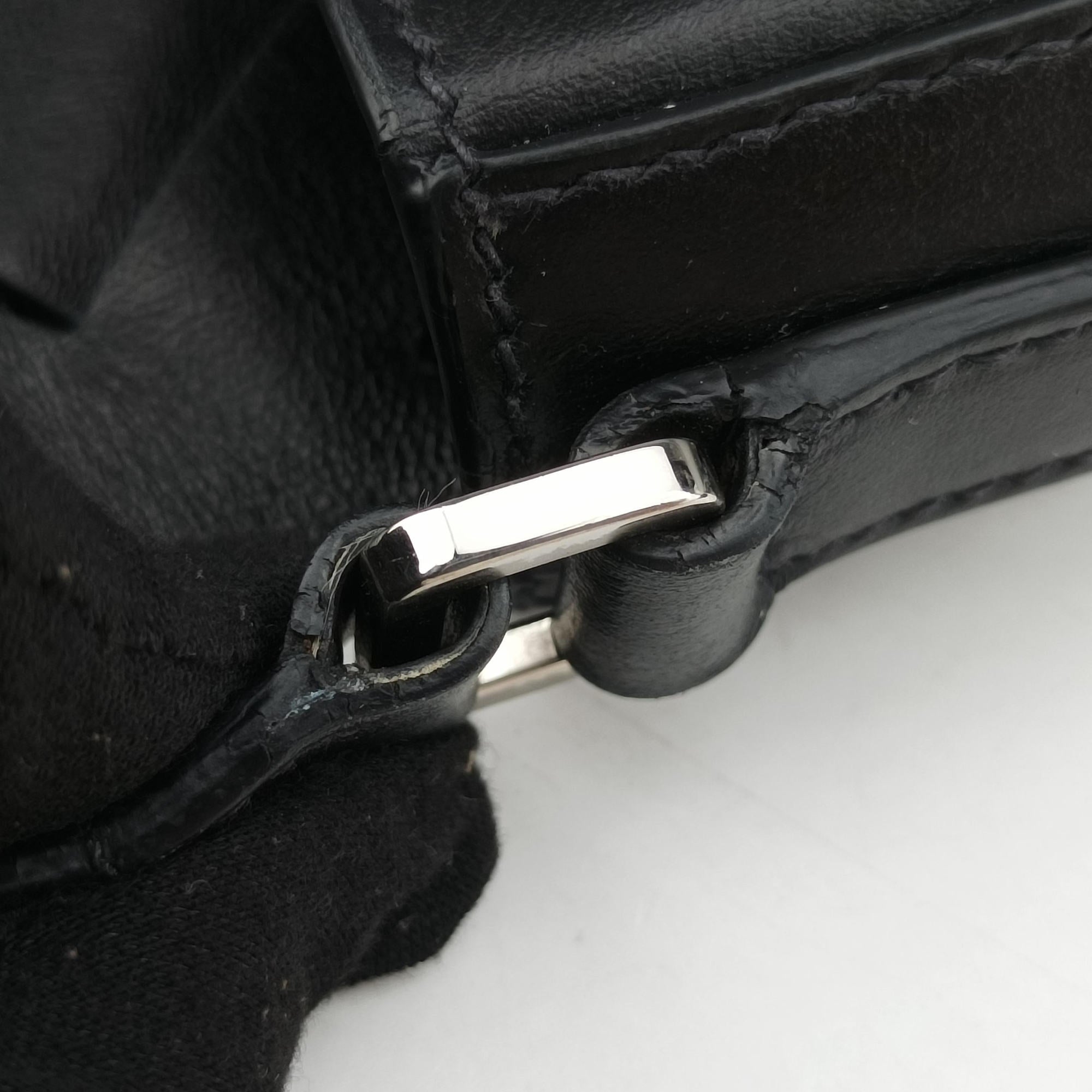 Pre-owned Bottega Veneta Vitello Intreccio Tress Black Leather  shoulderbag | stylenewstar