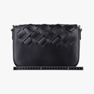 Pre-owned Bottega Veneta Vitello Intreccio Tress Black Leather  shoulderbag | stylenewstar