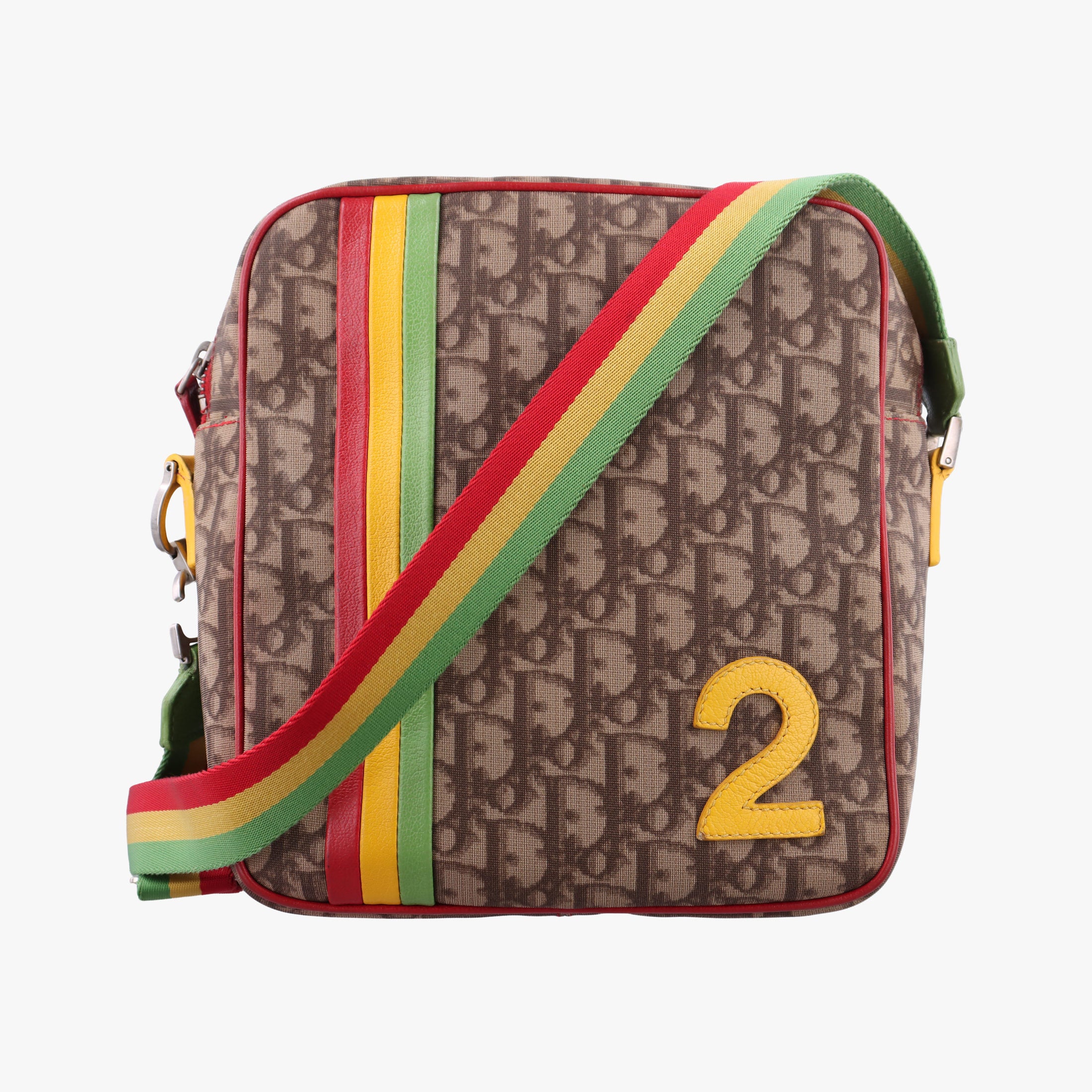 Pre-owned Christian Dior Rasta Trotter Messenger beige×Multicolour PVC coated canvas  shoulderbag | stylenewstar