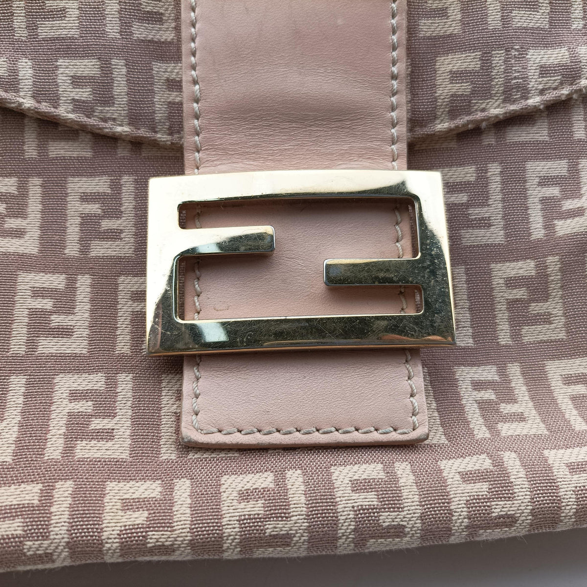Vintage Fendi Zucchino Baguette Pink Canvas 8BR003 handbag | stylenewstar