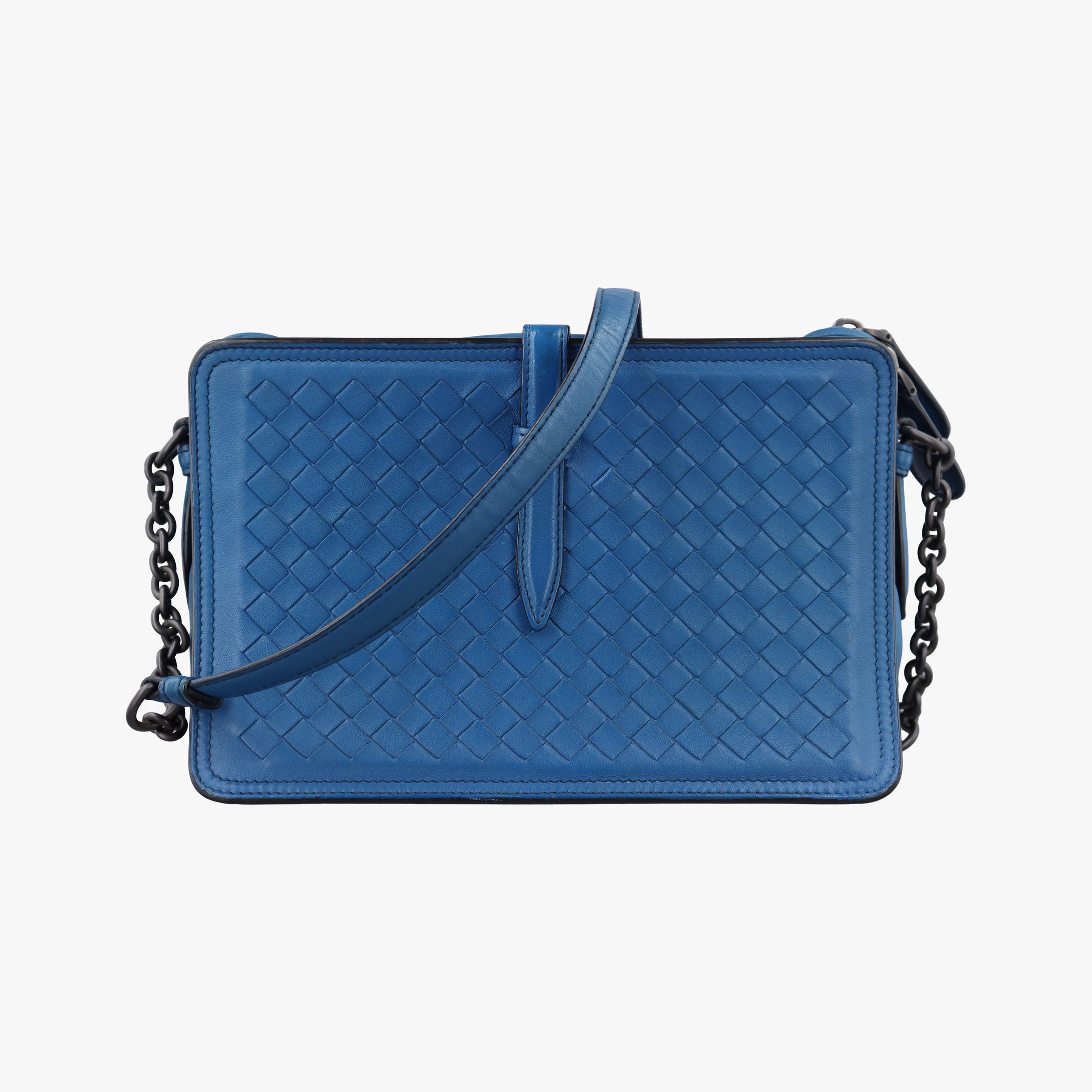 Pre-owned Bottega Veneta Intrecciato Blue lambskin  shoulderbag | stylenewstar