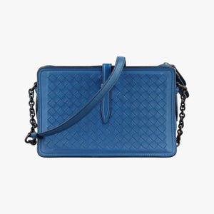 Pre-owned Bottega Veneta Intrecciato Blue lambskin  shoulderbag | stylenewstar