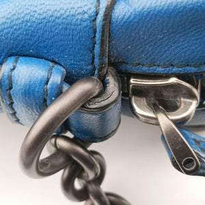 Pre-owned Bottega Veneta Intrecciato Blue lambskin  shoulderbag | stylenewstar