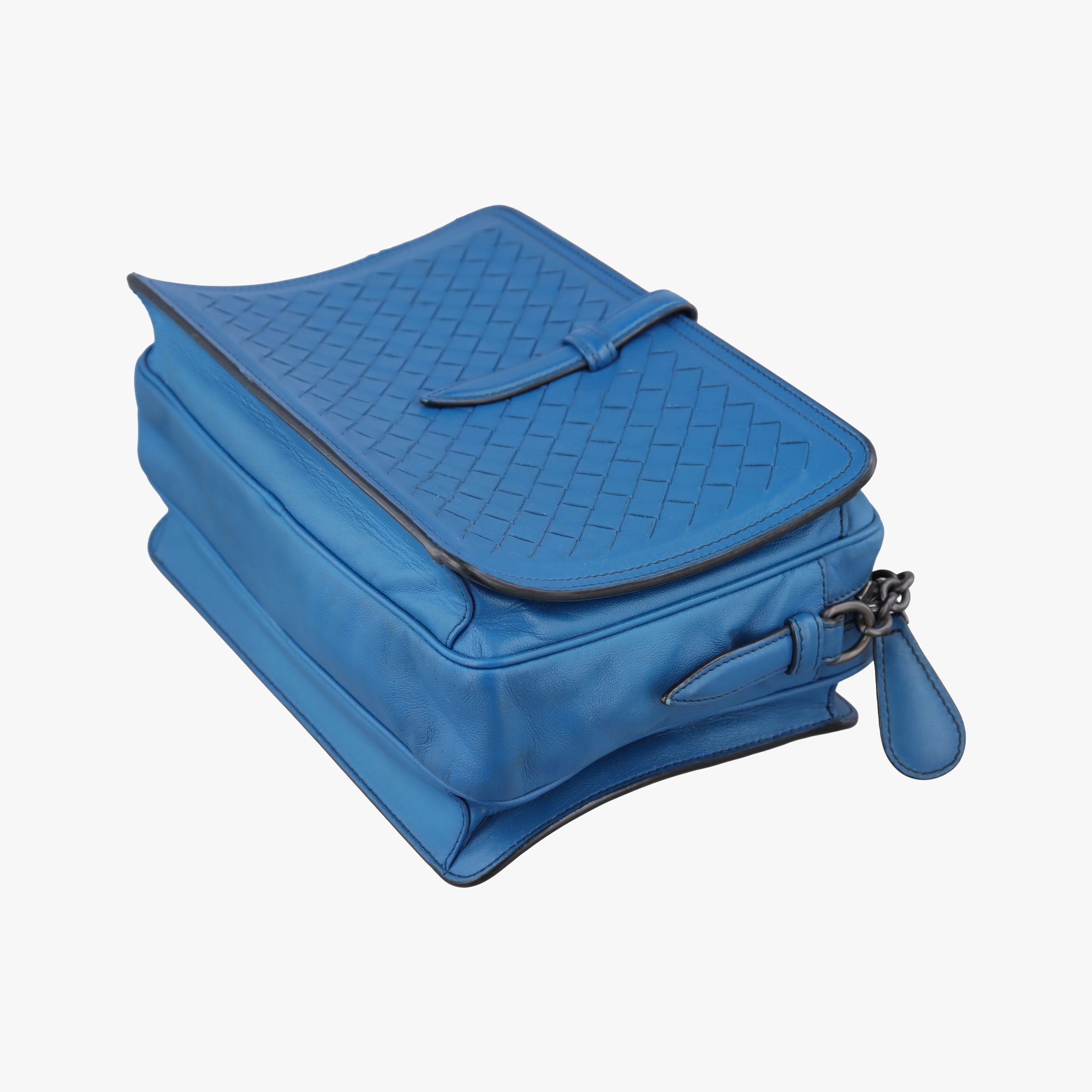 Pre-owned Bottega Veneta Intrecciato Blue lambskin  shoulderbag | stylenewstar
