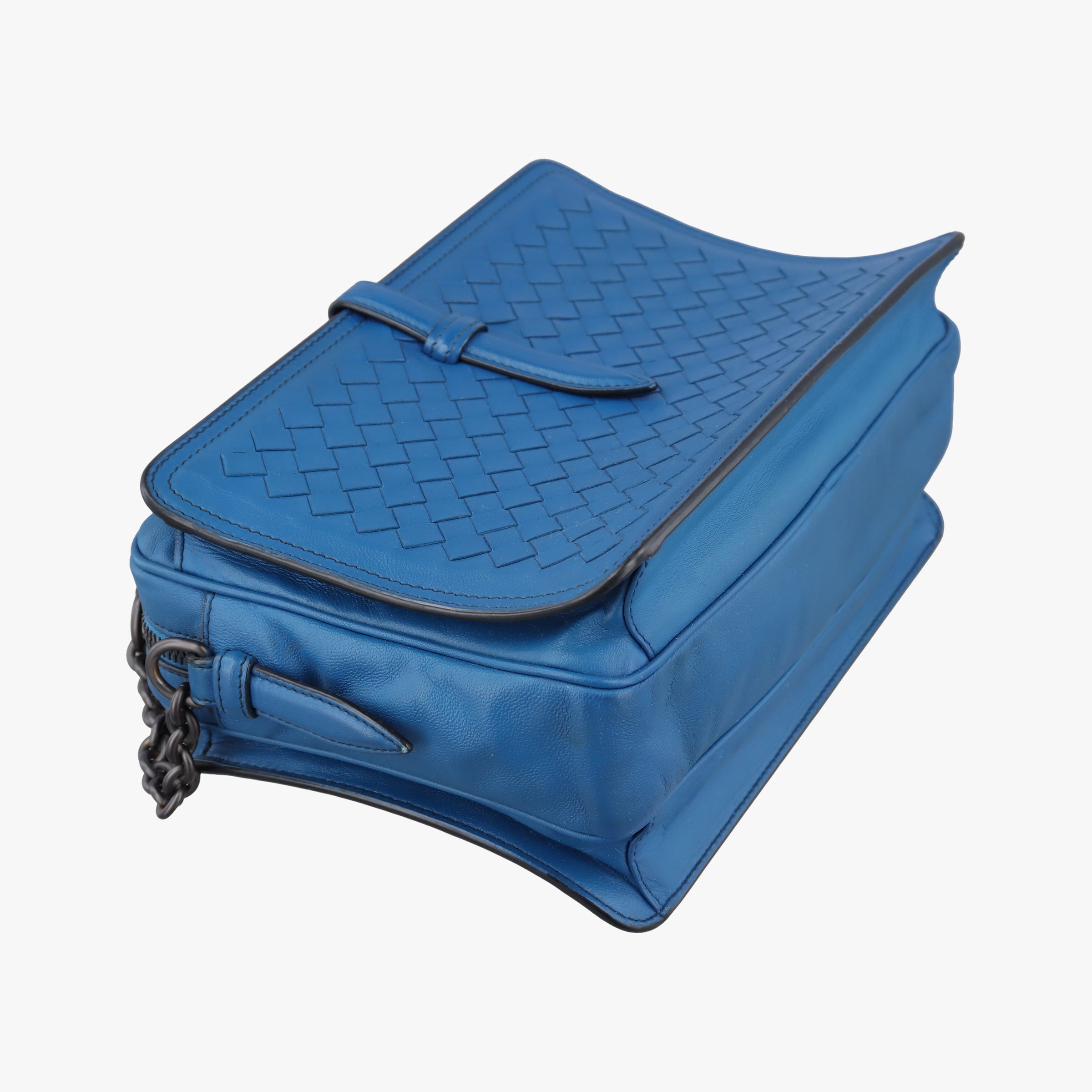 Pre-owned Bottega Veneta Intrecciato Blue lambskin  shoulderbag | stylenewstar