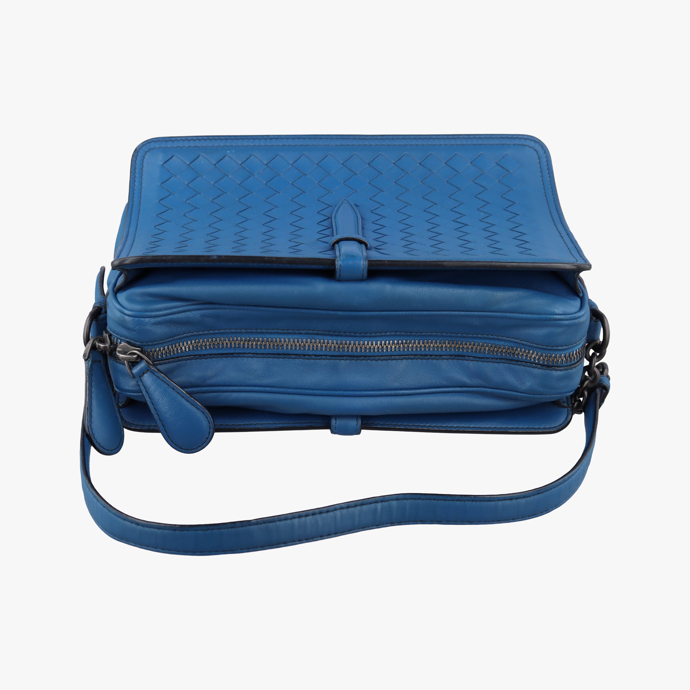 Pre-owned Bottega Veneta Intrecciato Blue lambskin  shoulderbag | stylenewstar