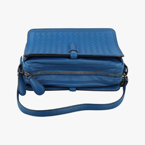 Pre-owned Bottega Veneta Intrecciato Blue lambskin  shoulderbag | stylenewstar