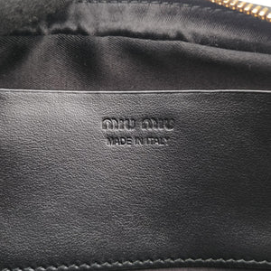Pre-owned Miu Miu Logo belt Black leather  bum bag/waist bag | stylenewstar