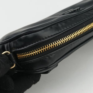 Pre-owned Miu Miu Logo belt Black leather  bum bag/waist bag | stylenewstar
