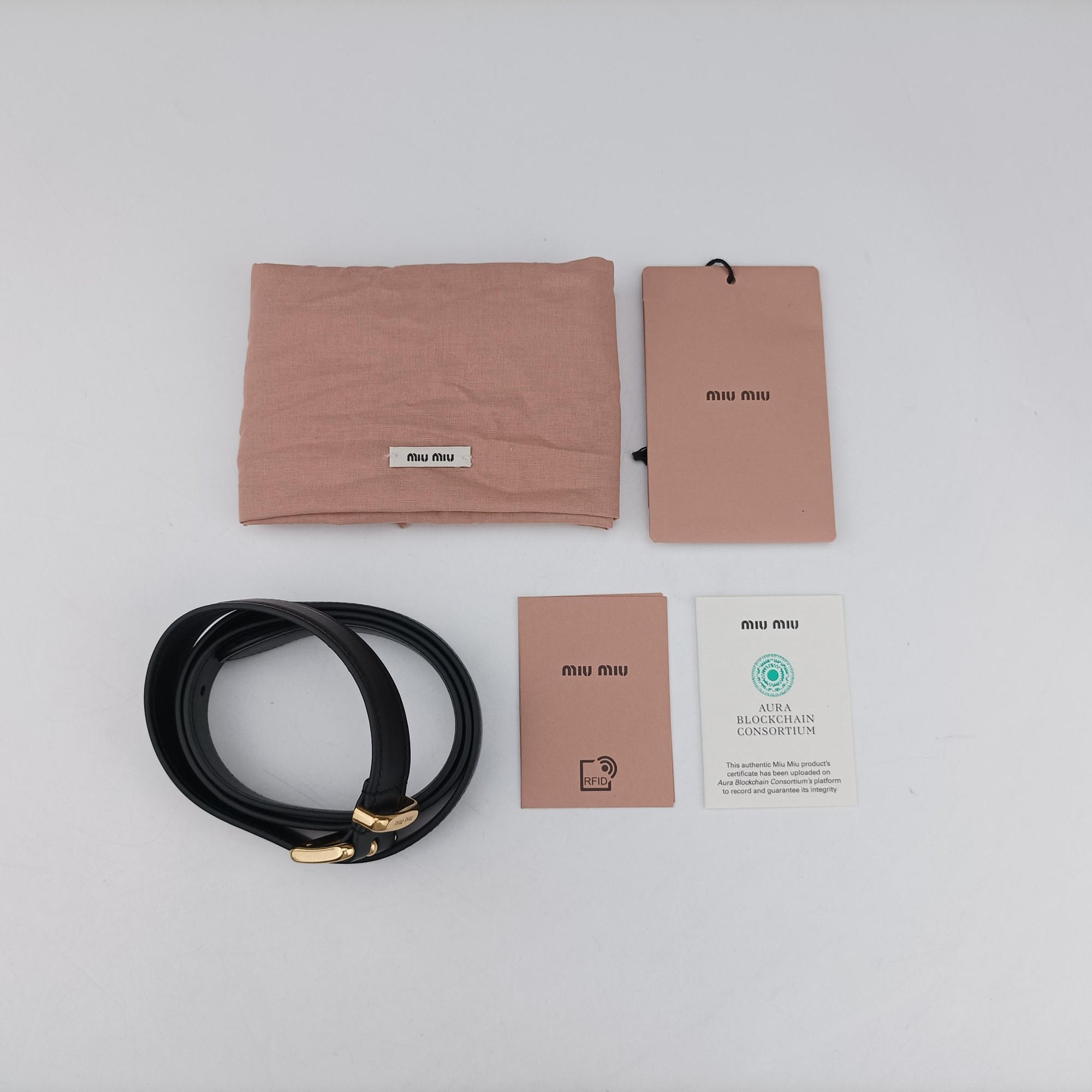 Pre-owned Miu Miu Logo belt Black leather  bum bag/waist bag | stylenewstar