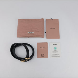 Pre-owned Miu Miu Logo belt Black leather  bum bag/waist bag | stylenewstar