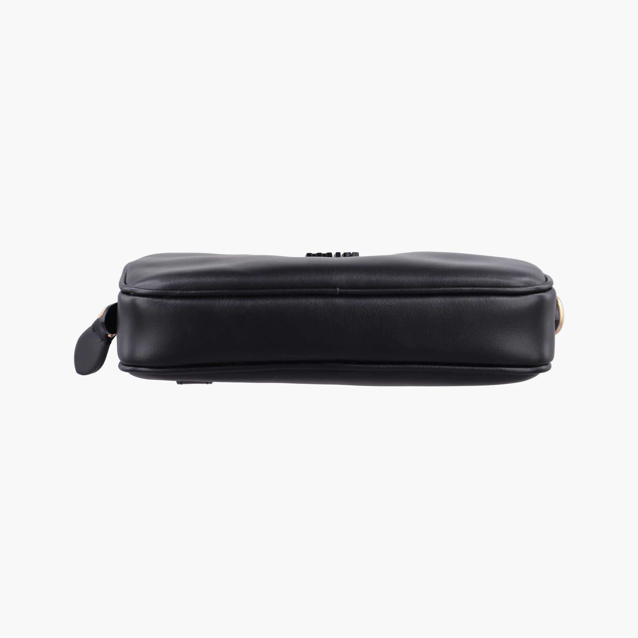 Pre-owned Miu Miu Logo belt Black leather  bum bag/waist bag | stylenewstar