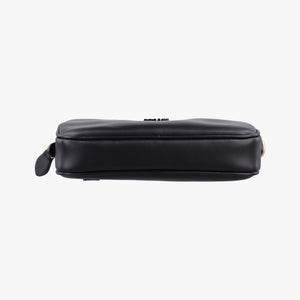 Pre-owned Miu Miu Logo belt Black leather  bum bag/waist bag | stylenewstar