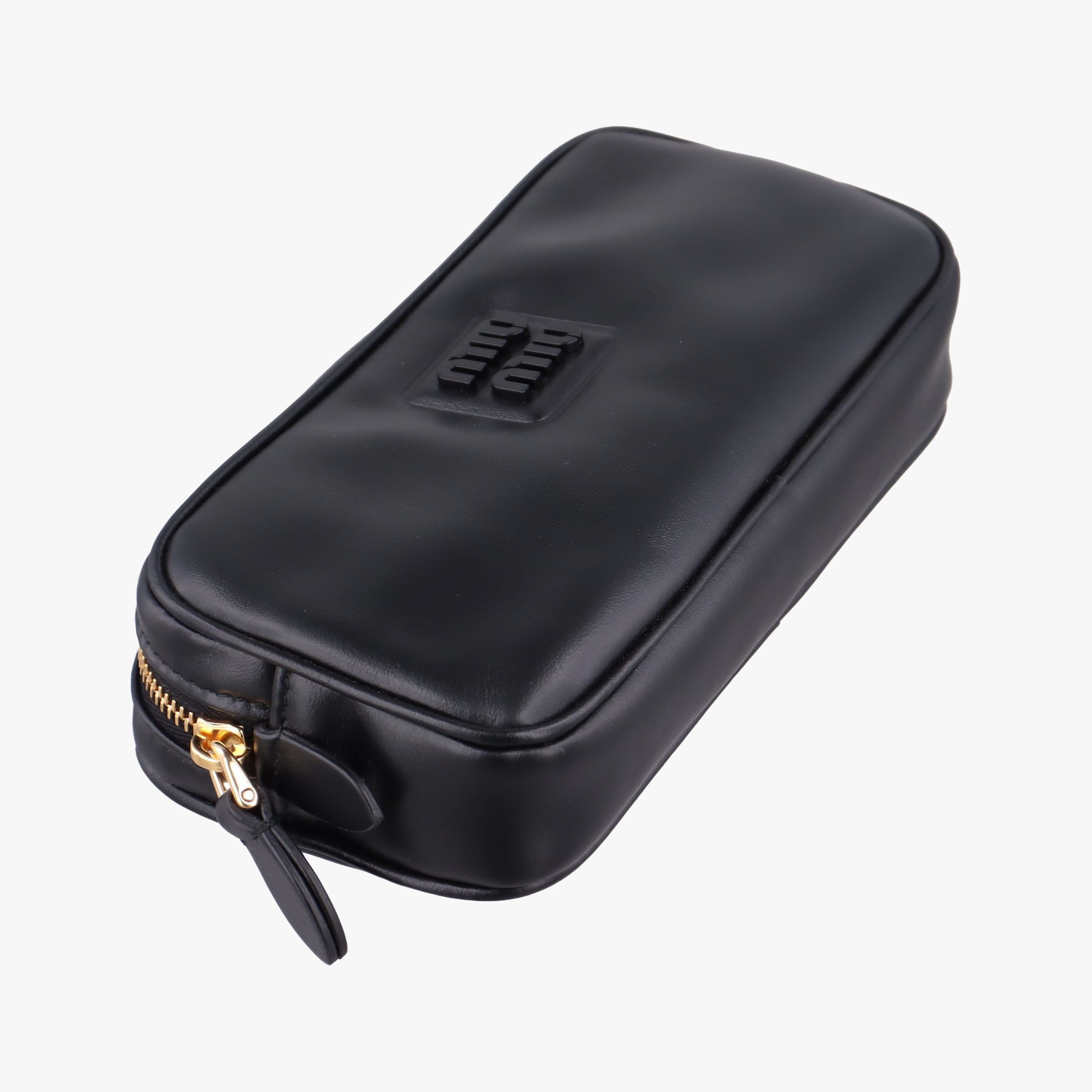 Pre-owned Miu Miu Logo belt Black leather  bum bag/waist bag | stylenewstar