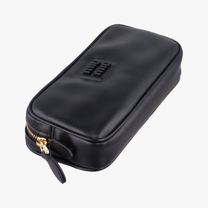 Pre-owned Miu Miu Logo belt Black leather  bum bag/waist bag | stylenewstar