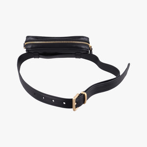 Pre-owned Miu Miu Logo belt Black leather  bum bag/waist bag | stylenewstar