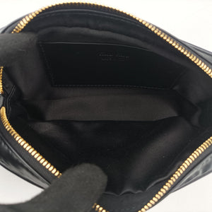 Pre-owned Miu Miu Logo belt Black leather  bum bag/waist bag | stylenewstar
