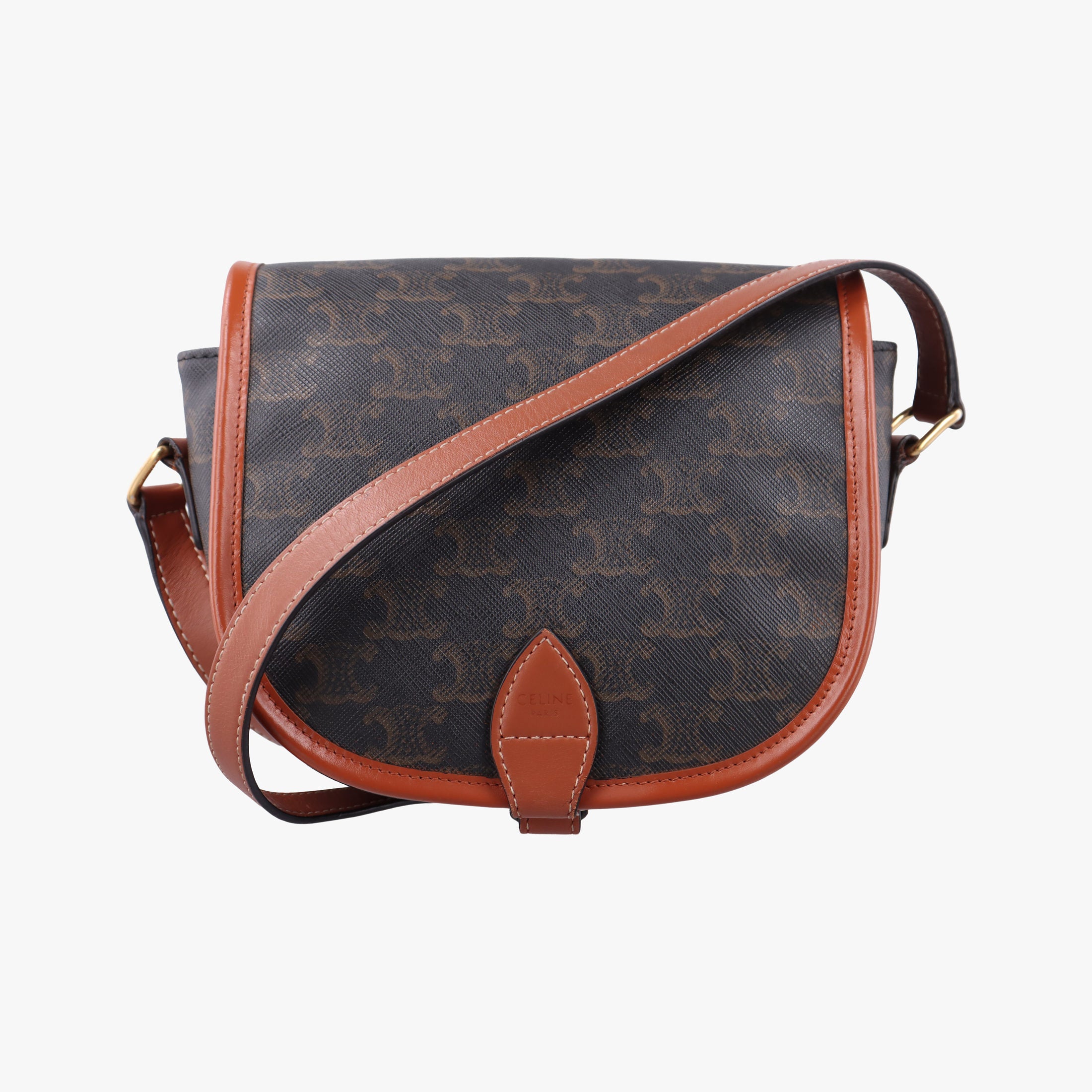 Secondhand Celine FOLCO Triomphe Brown PVC coated canvas  shoulderbag | stylenewstar