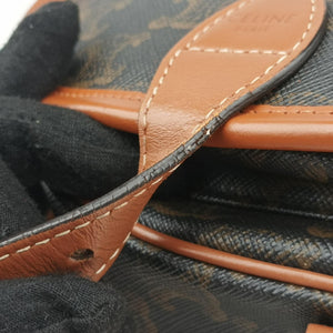 Secondhand Celine FOLCO Triomphe Brown PVC coated canvas  shoulderbag | stylenewstar