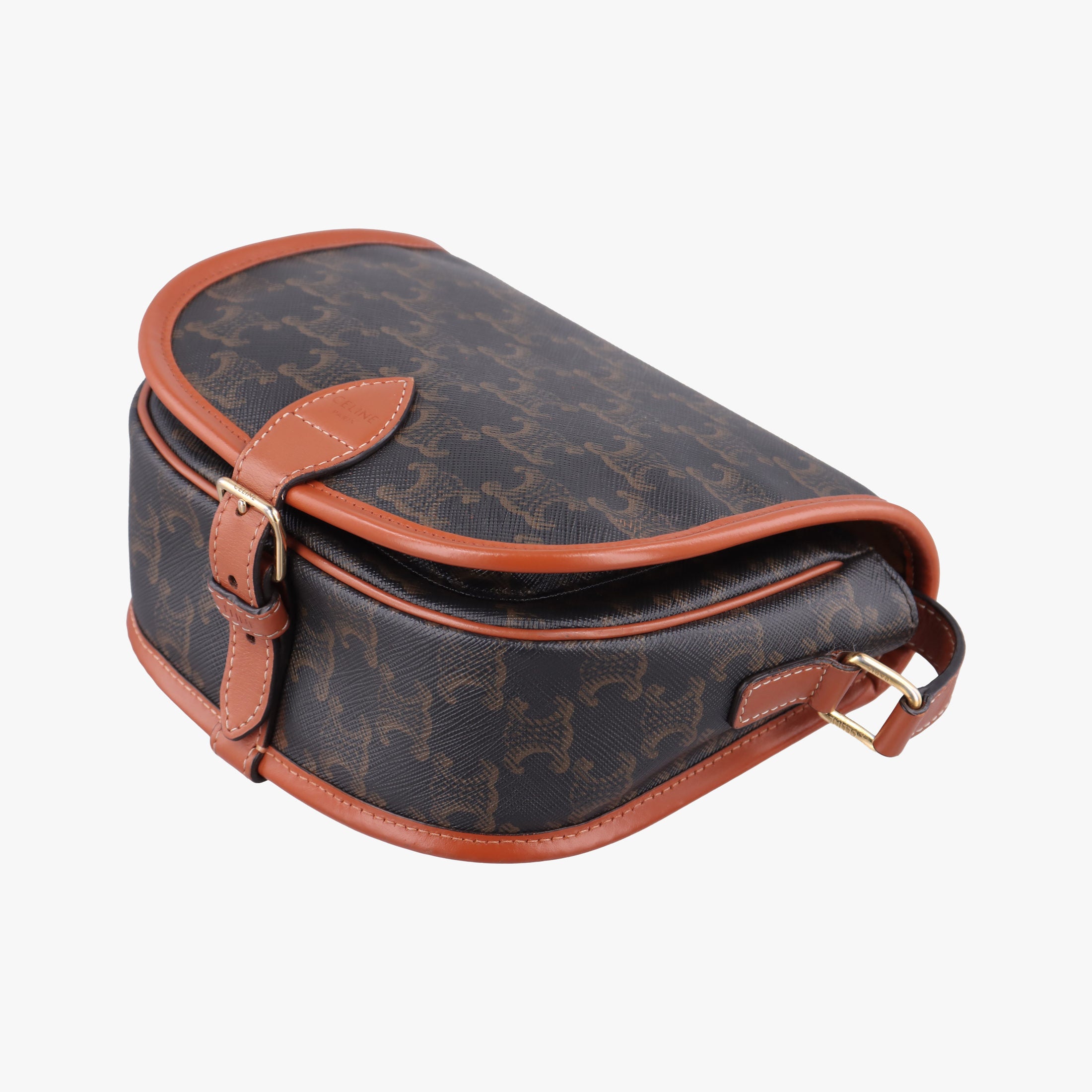 Secondhand Celine FOLCO Triomphe Brown PVC coated canvas  shoulderbag | stylenewstar