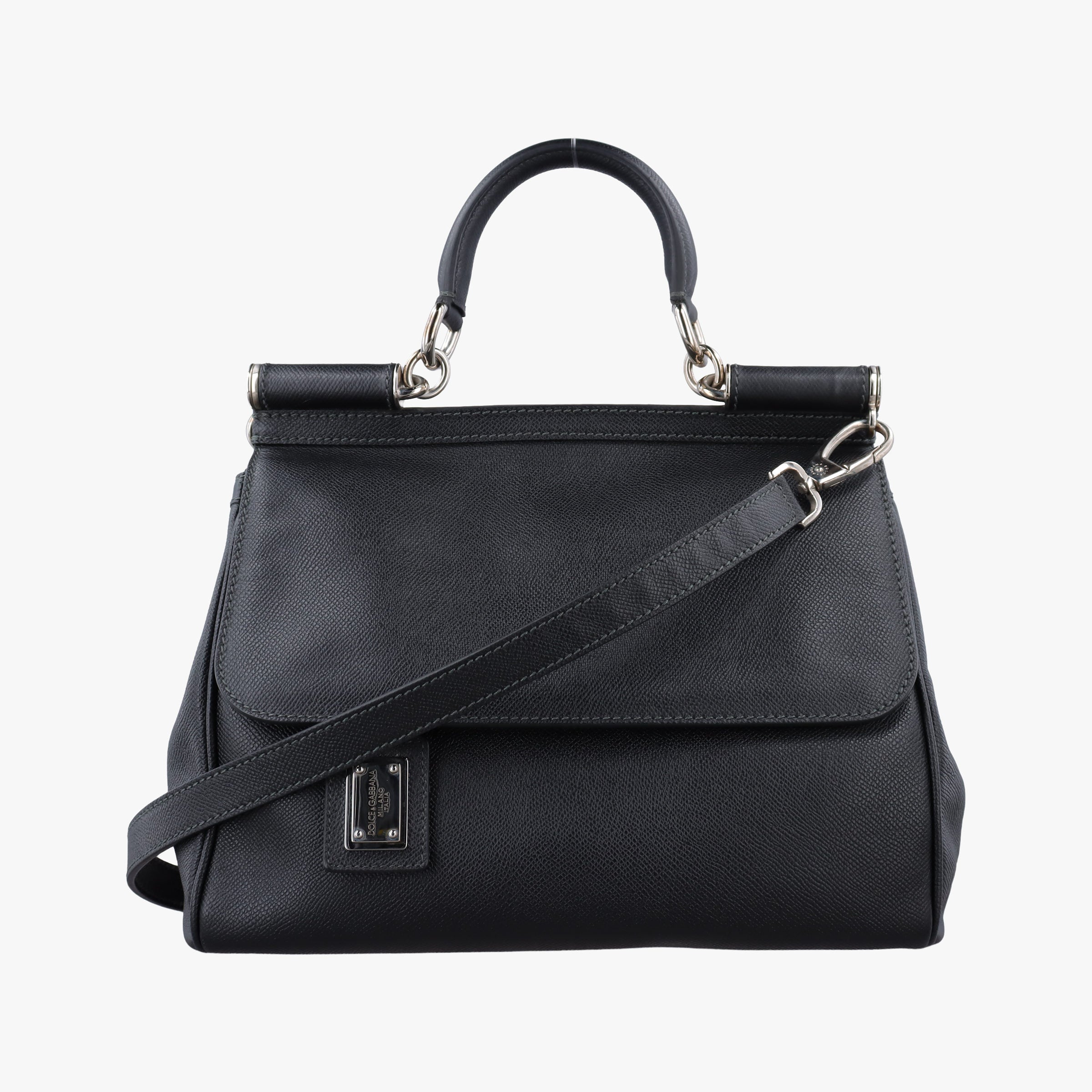 Pre-owned Dolce & Gabbana SICILY Black Leather  shoulderbag | stylenewstar
