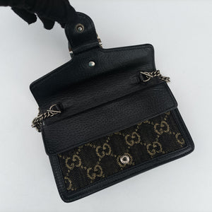 Pre-owned Gucci Dionysus Black denim×leather 476432 shoulderbag | stylenewstar