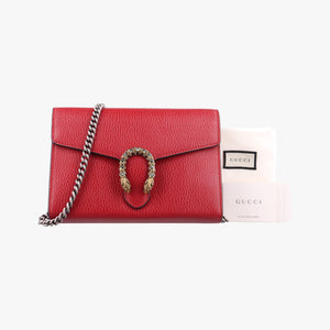 Pre-owned Gucci Dionysus Red Leather 401231 shoulderbag | stylenewstar