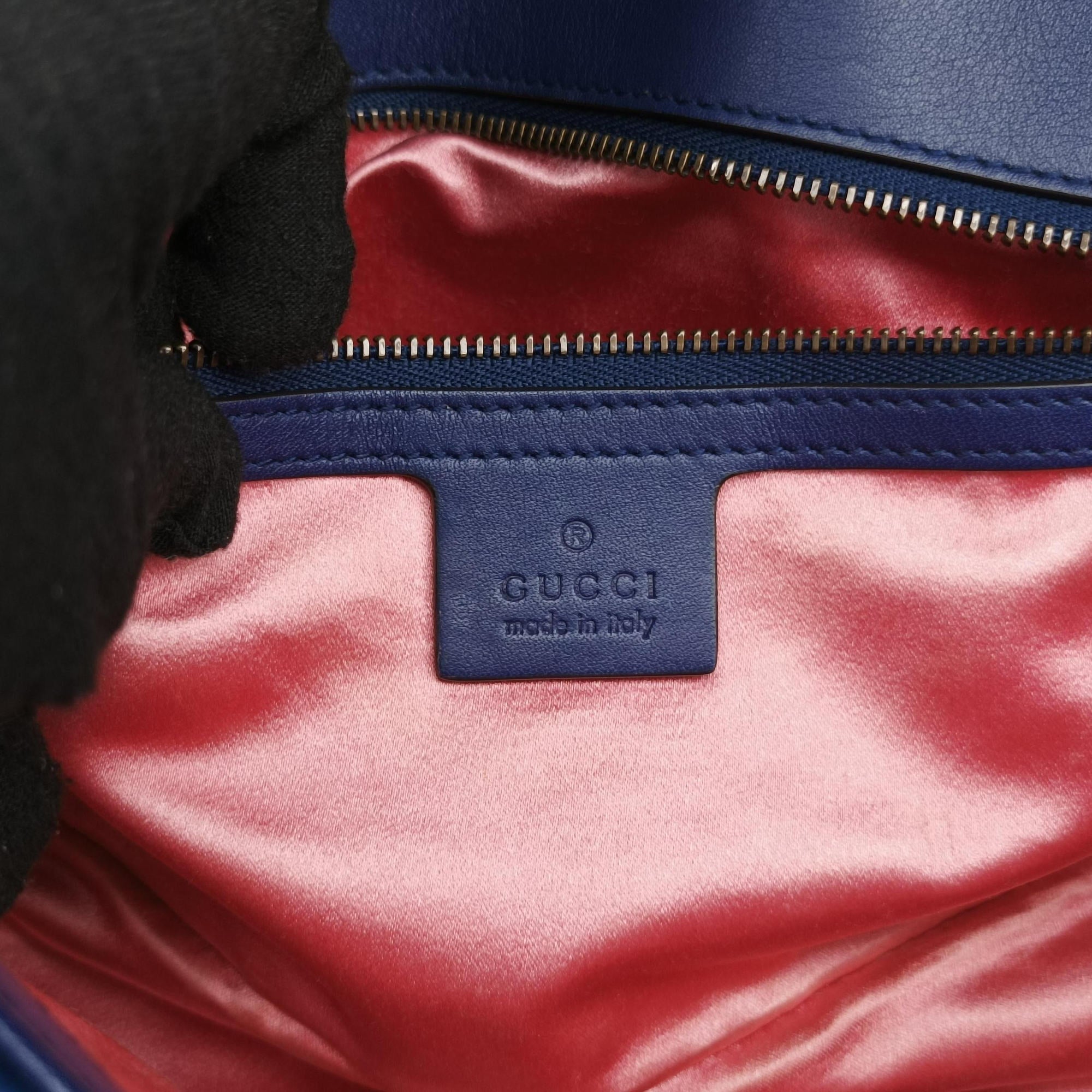 Vintage Gucci GG Marmont Navy×Multicolour velour 443497 shoulderbag | stylenewstar