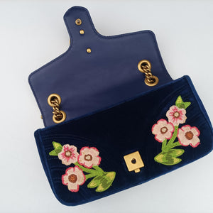 Vintage Gucci GG Marmont Navy×Multicolour velour 443497 shoulderbag | stylenewstar