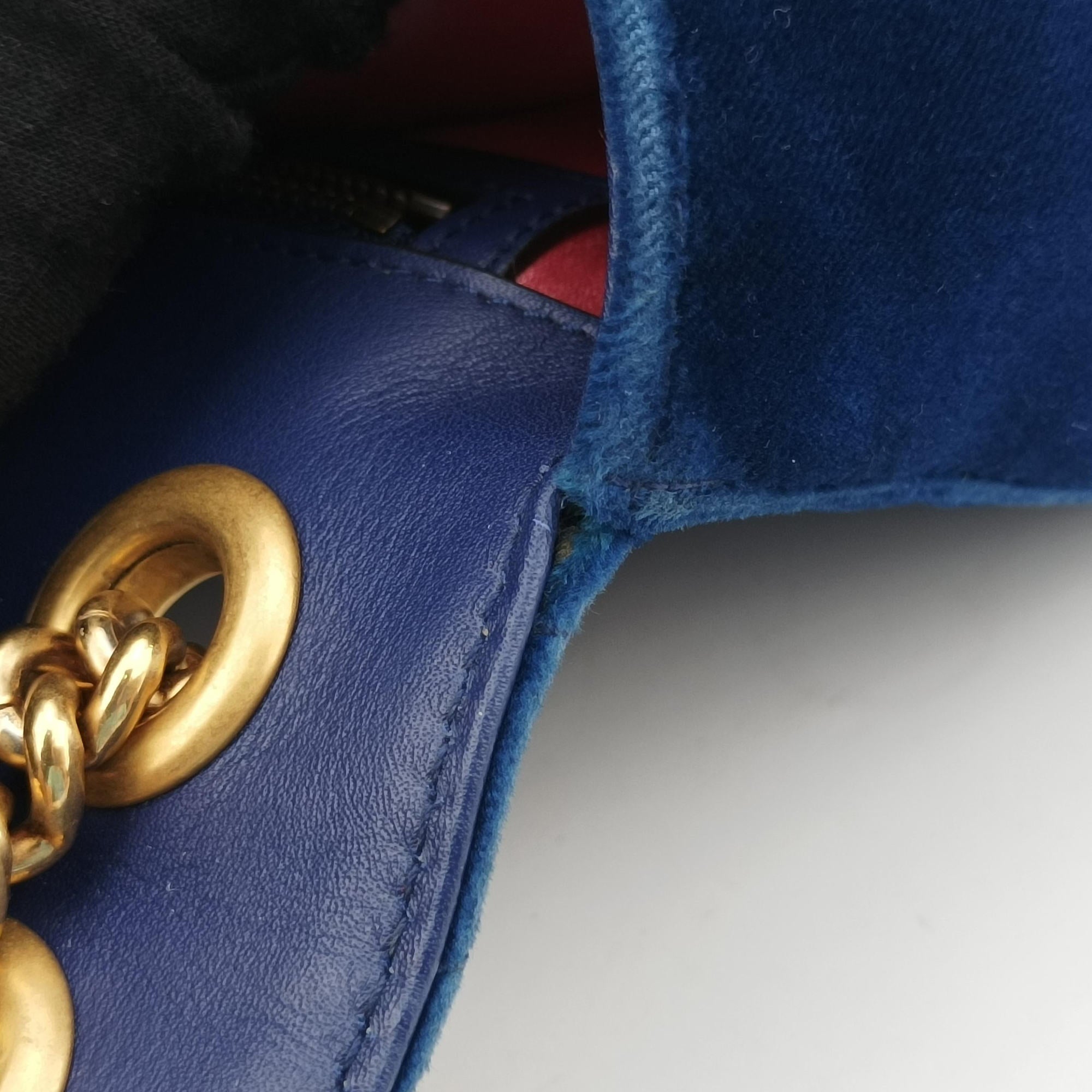Vintage Gucci GG Marmont Navy×Multicolour velour 443497 shoulderbag | stylenewstar