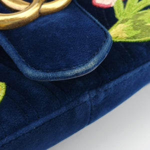 Vintage Gucci GG Marmont Navy×Multicolour velour 443497 shoulderbag | stylenewstar