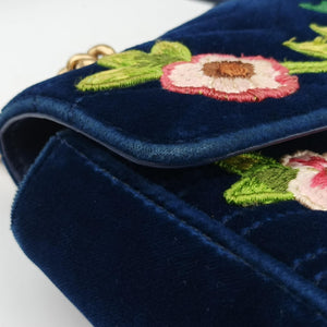 Vintage Gucci GG Marmont Navy×Multicolour velour 443497 shoulderbag | stylenewstar