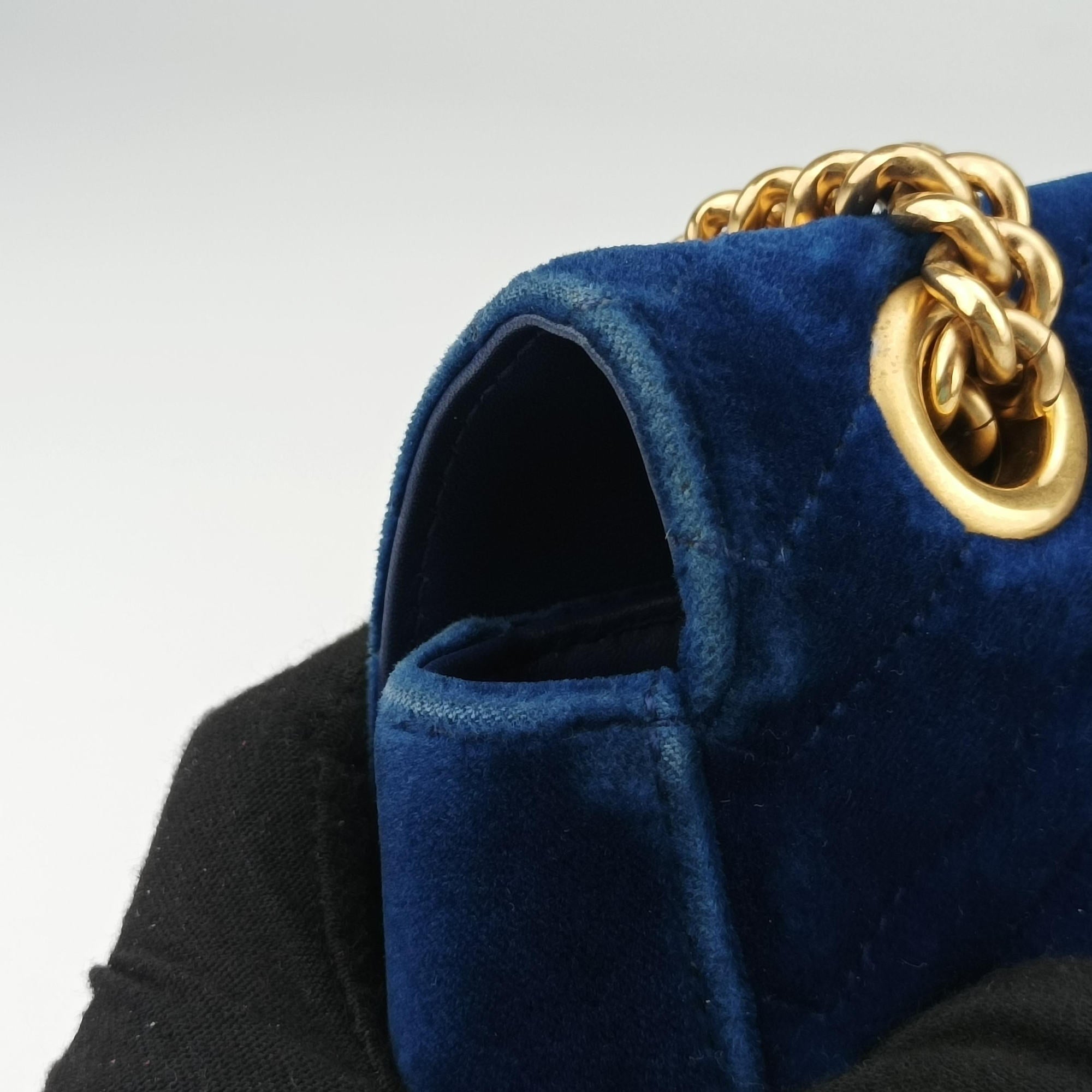 Vintage Gucci GG Marmont Navy×Multicolour velour 443497 shoulderbag | stylenewstar