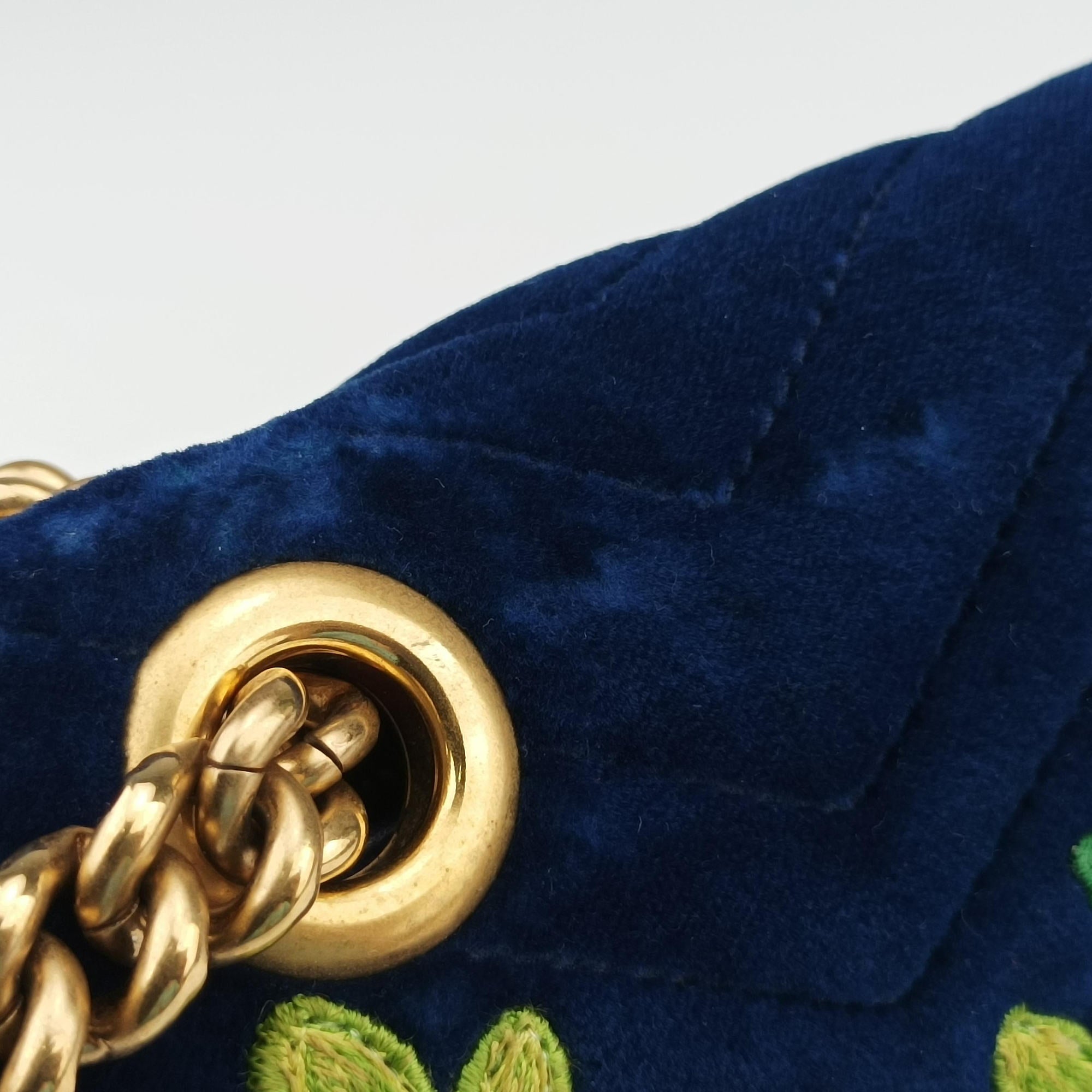Vintage Gucci GG Marmont Navy×Multicolour velour 443497 shoulderbag | stylenewstar