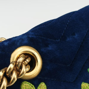 Vintage Gucci GG Marmont Navy×Multicolour velour 443497 shoulderbag | stylenewstar