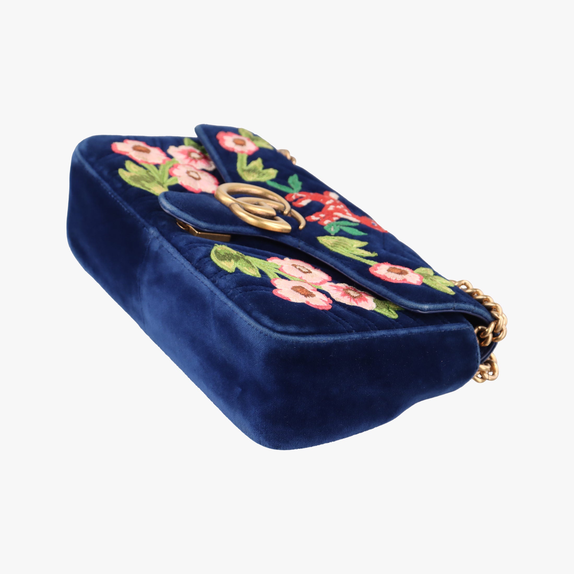 Vintage Gucci GG Marmont Navy×Multicolour velour 443497 shoulderbag | stylenewstar