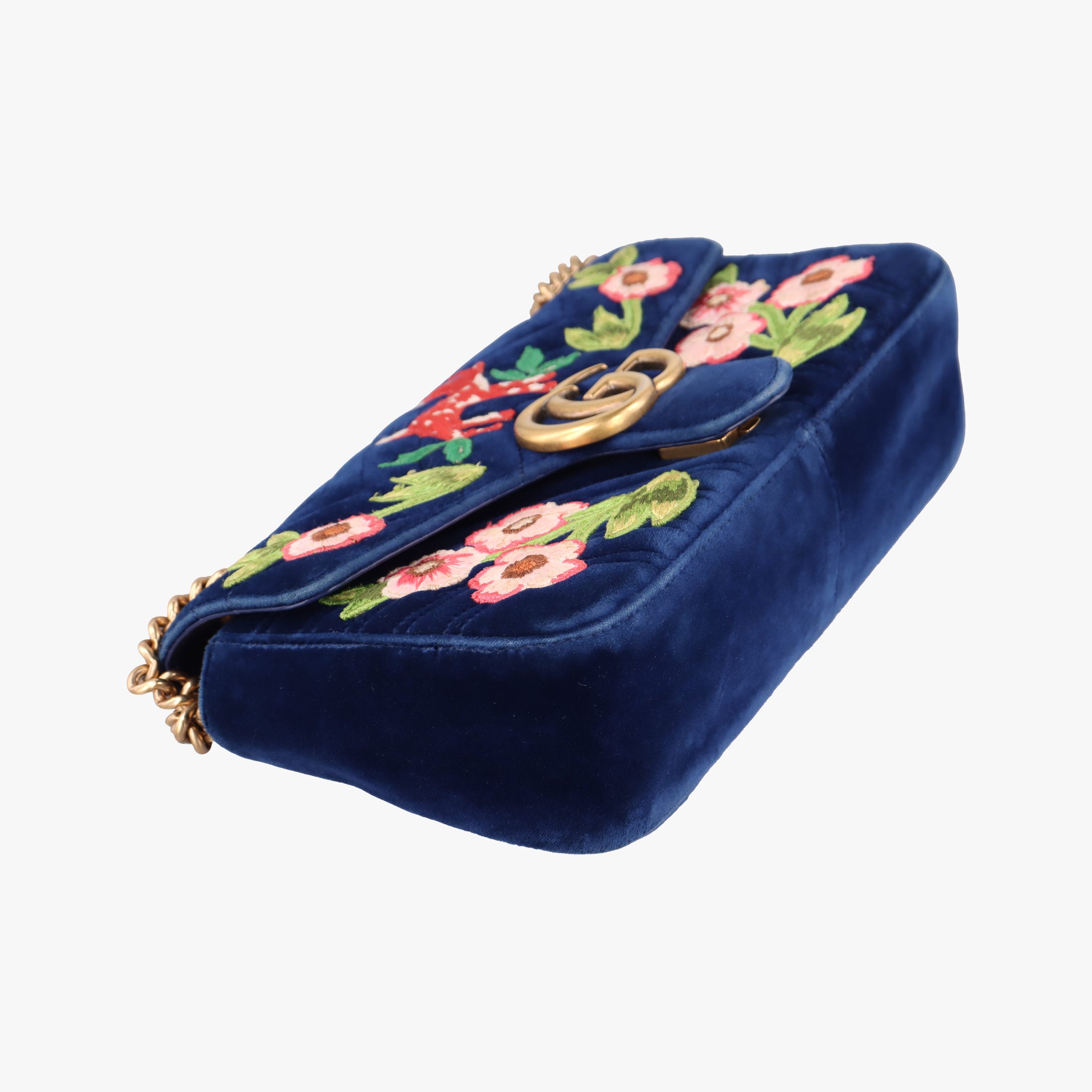 Vintage Gucci GG Marmont Navy×Multicolour velour 443497 shoulderbag | stylenewstar