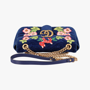 Vintage Gucci GG Marmont Navy×Multicolour velour 443497 shoulderbag | stylenewstar
