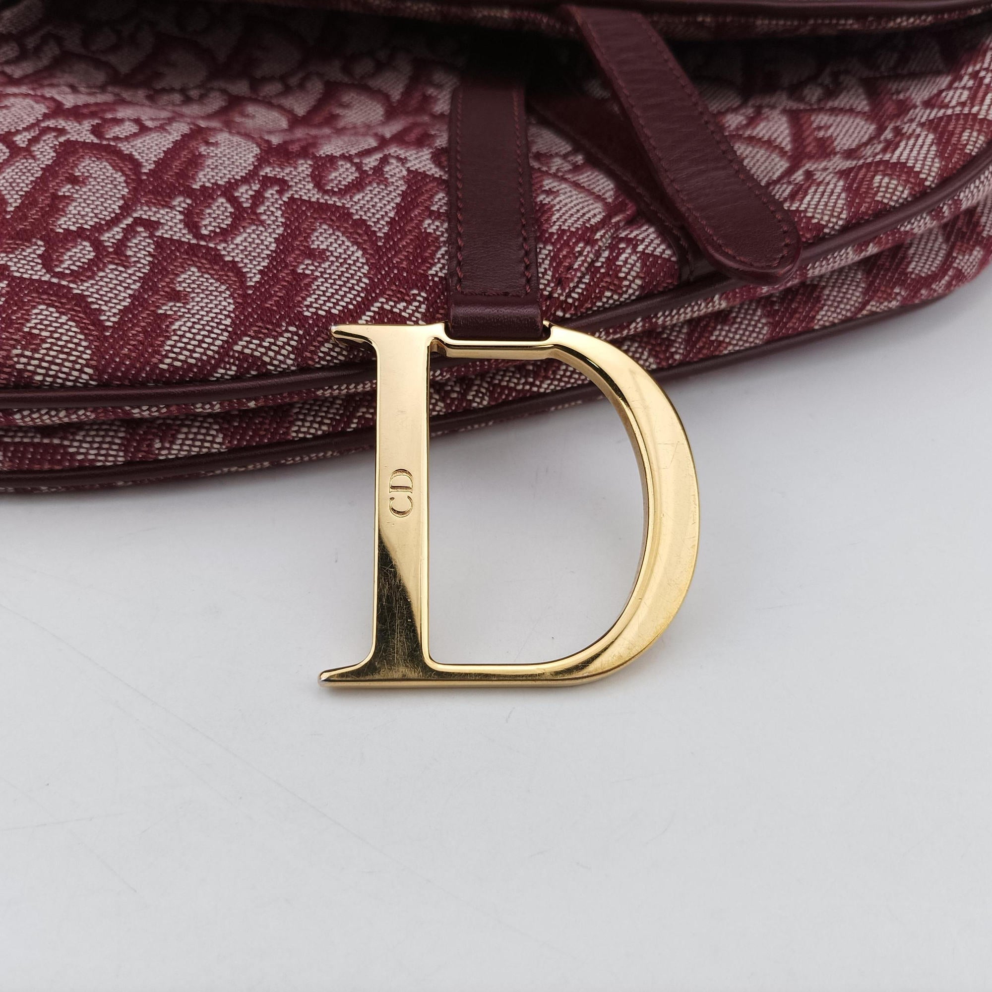 Pre-owned Christian Dior Saddle Red jacquard  handbag | stylenewstar