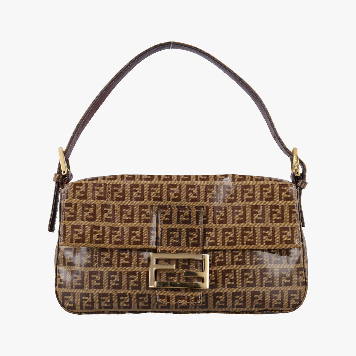 Pre-owned Fendi Baguette Brown PVC coated canvas 240826 handbag | stylenewstar