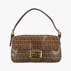 Pre-owned Fendi Baguette Brown PVC coated canvas 240826 handbag | stylenewstar