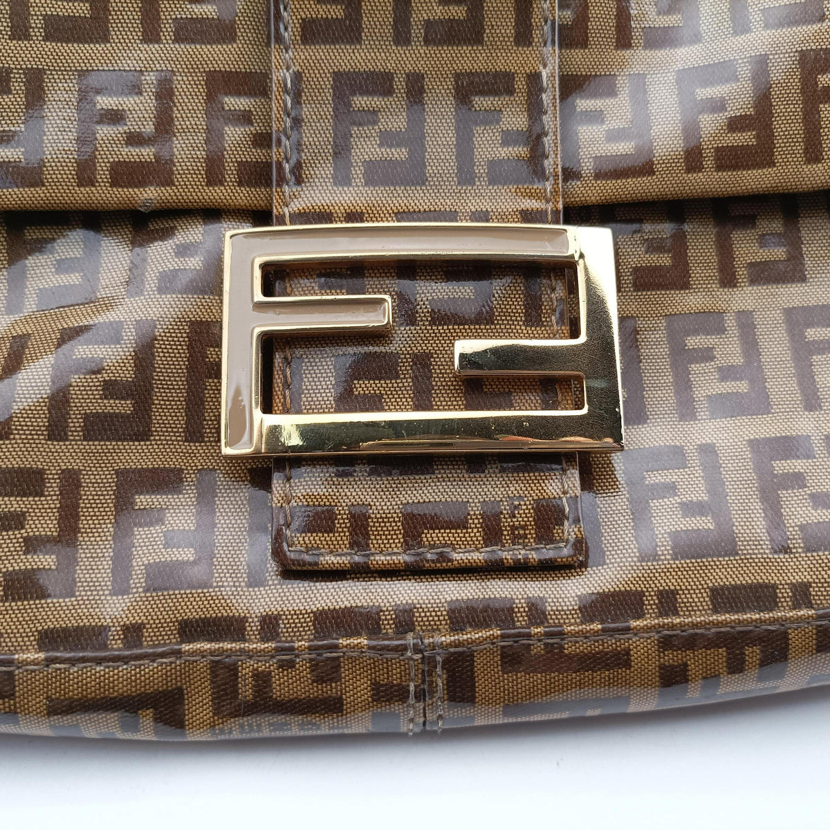 Pre-owned Fendi Baguette Brown PVC coated canvas 240826 handbag | stylenewstar
