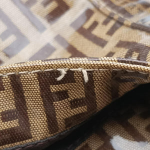 Pre-owned Fendi Baguette Brown PVC coated canvas 240826 handbag | stylenewstar