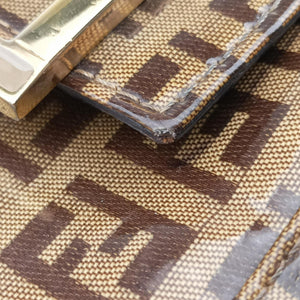 Pre-owned Fendi Baguette Brown PVC coated canvas 240826 handbag | stylenewstar