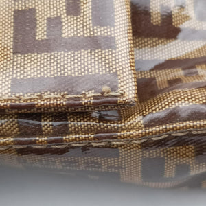 Pre-owned Fendi Baguette Brown PVC coated canvas 240826 handbag | stylenewstar