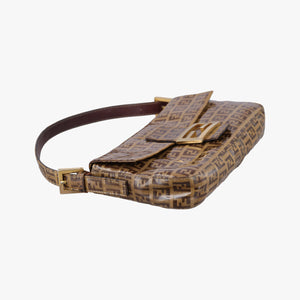 Pre-owned Fendi Baguette Brown PVC coated canvas 240826 handbag | stylenewstar