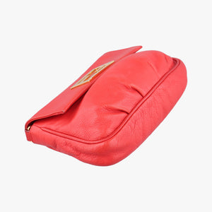 Pre-owned Fendi Fendista Pochette Red Leather 8M0276 shoulderbag | stylenewstar