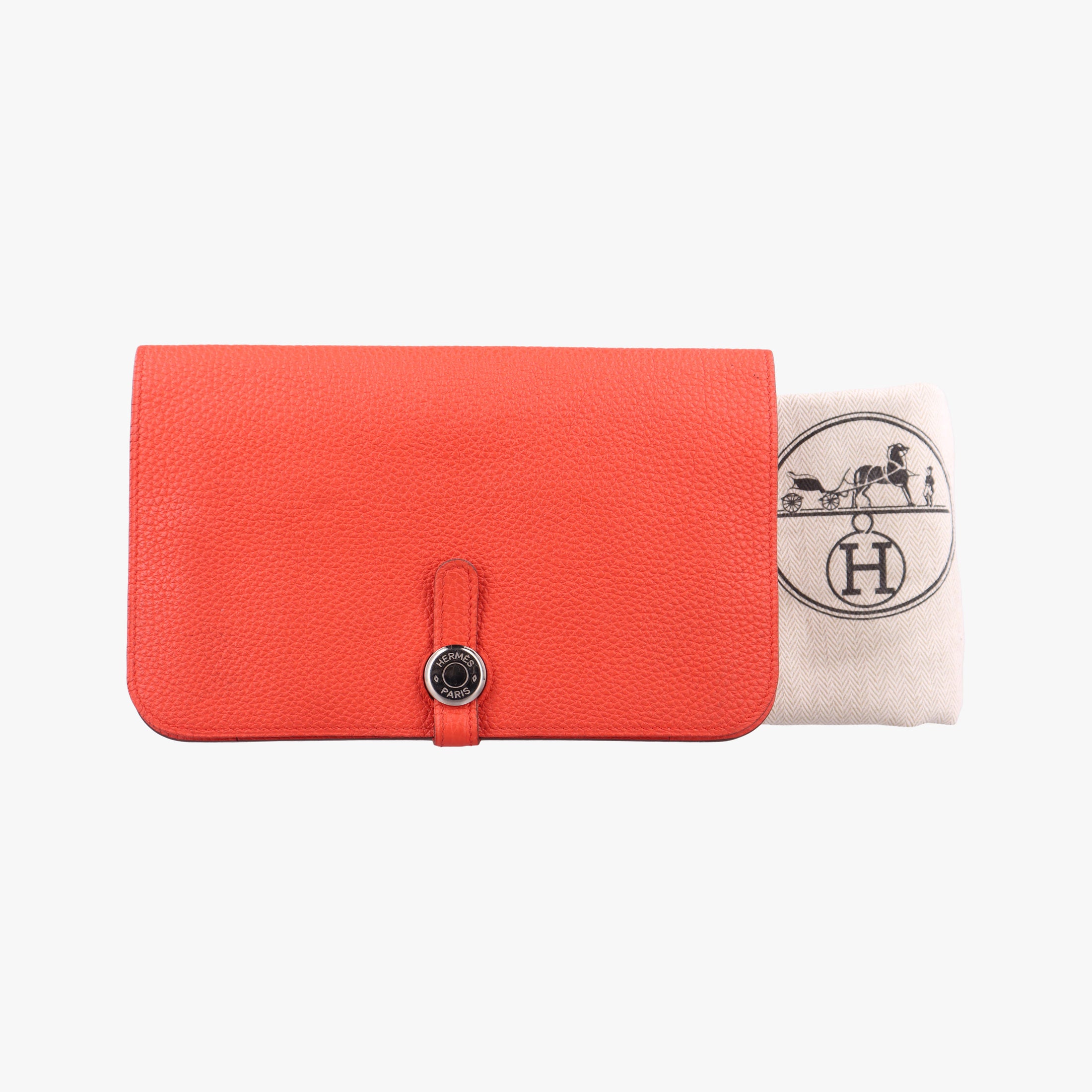 Secondhand Hermes Dogon Duo Orange Togo  clutchbag | stylenewstar