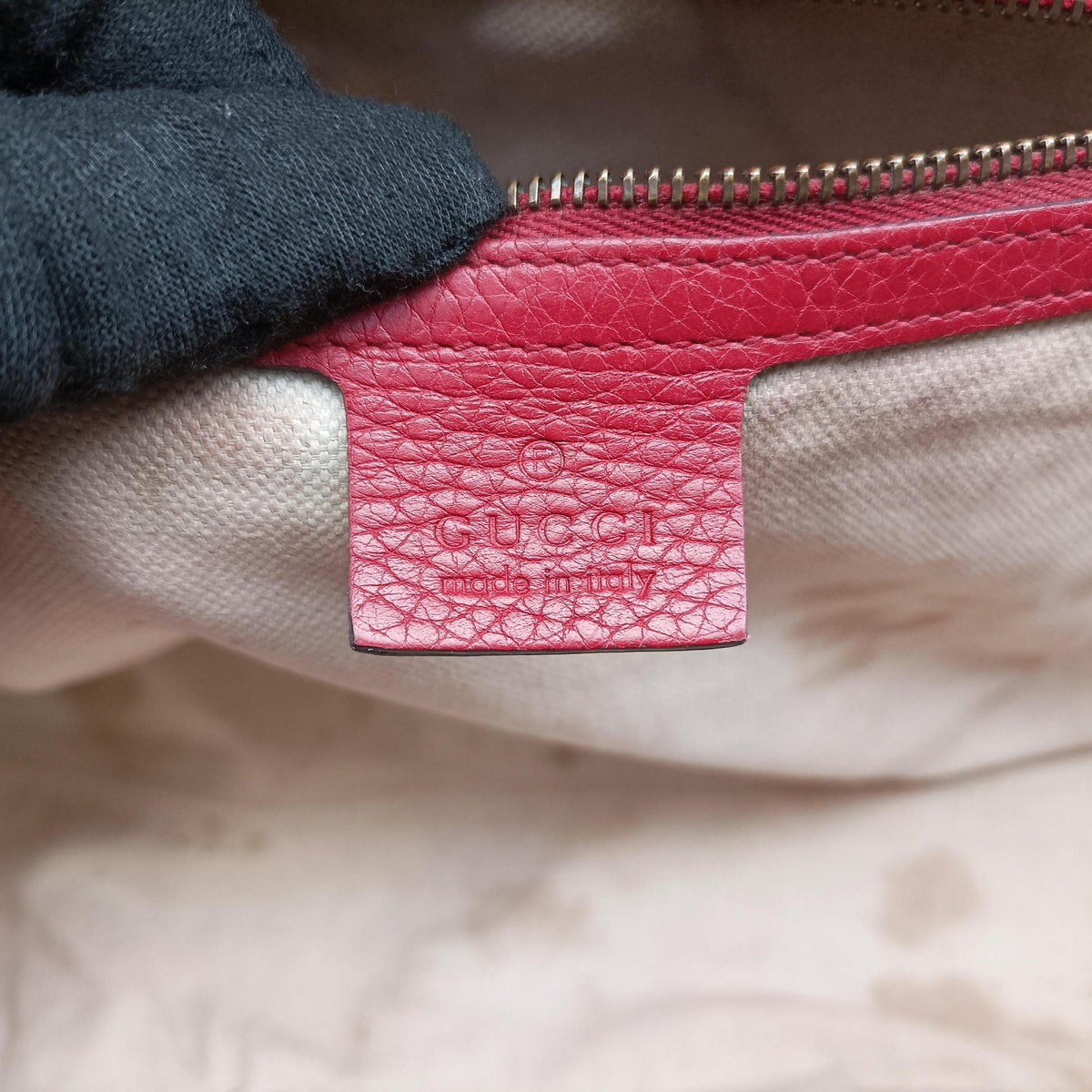 Pre-owned Gucci GG Marmont Red Leather 421890 shoulderbag | stylenewstar