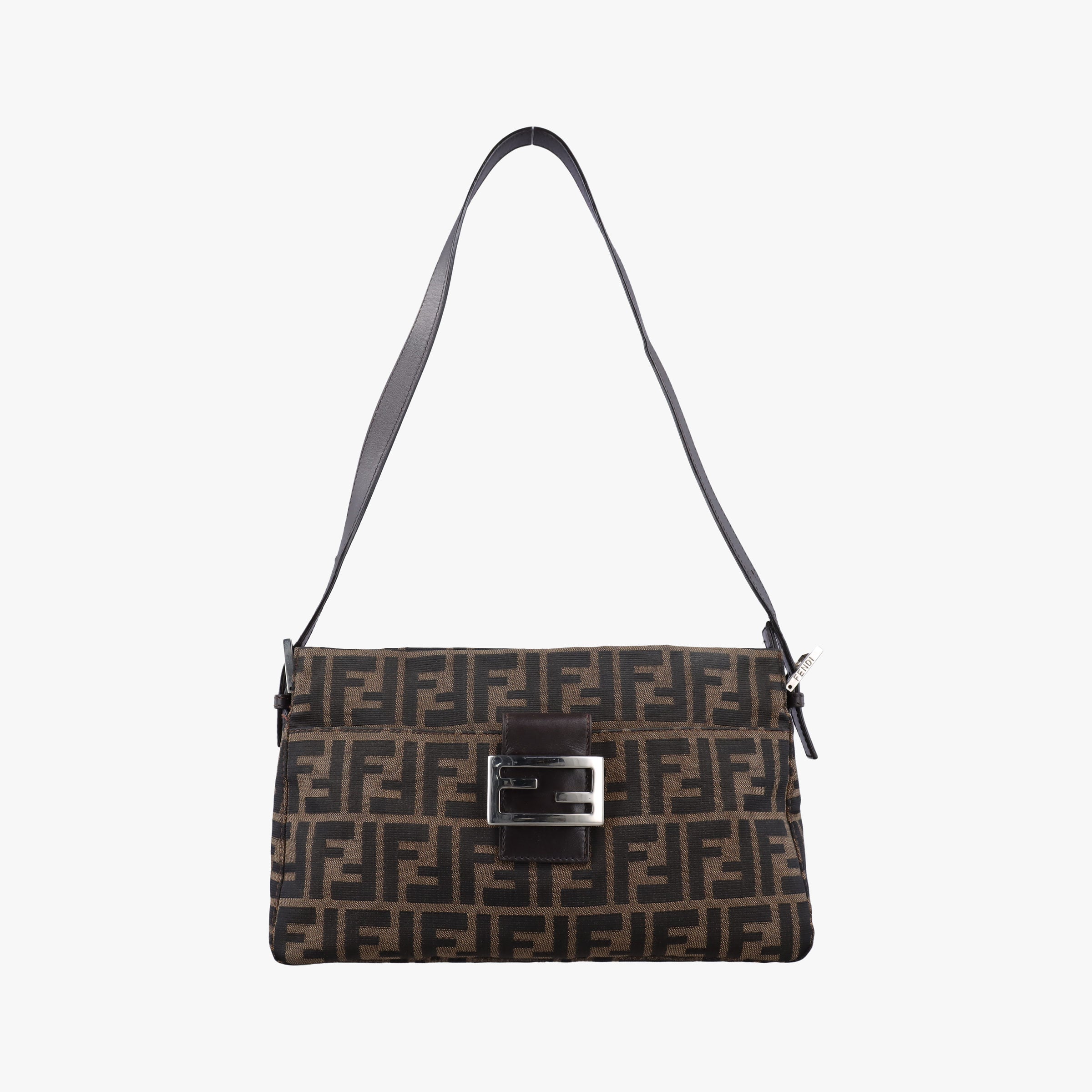 Secondhand Fendi Zucca pattern Brown canvas×leather 214526 shoulderbag | stylenewstar